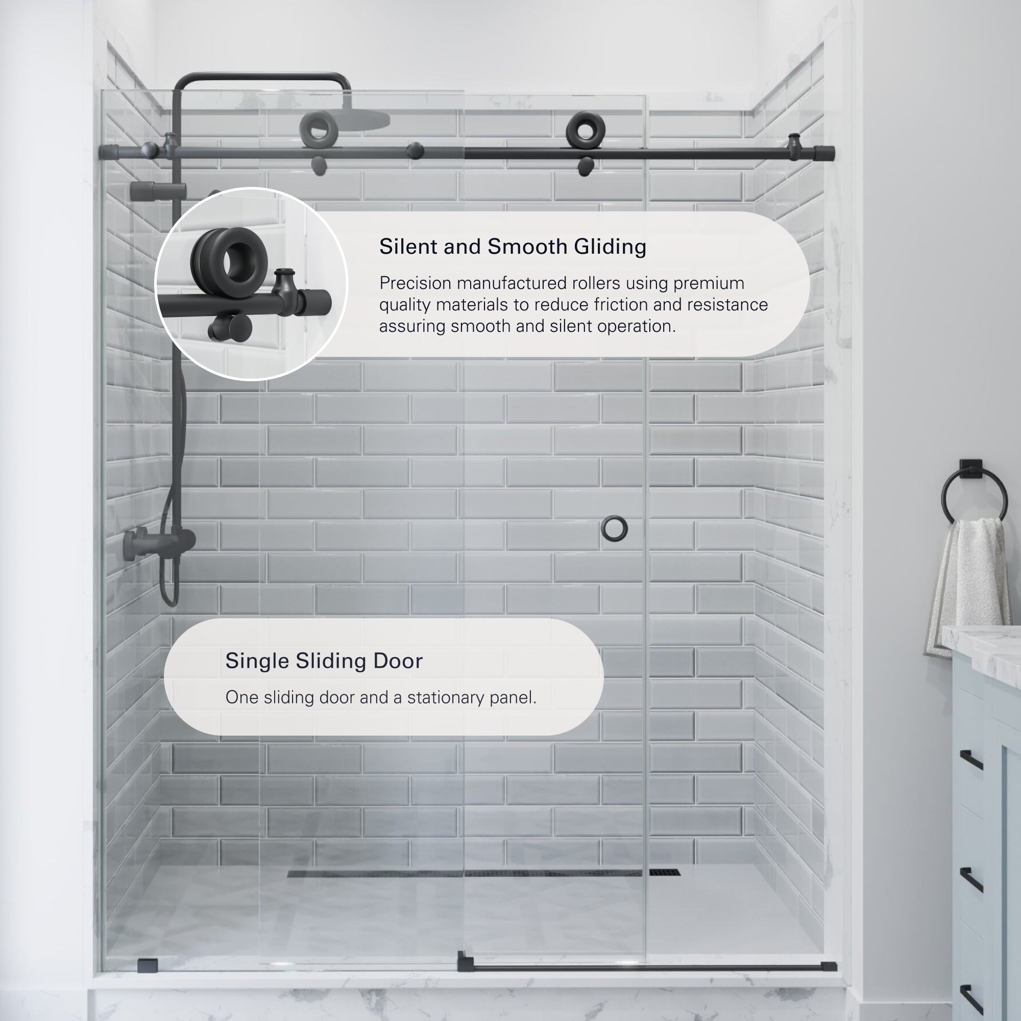 Crystal Frameless Sliding Shower Door
