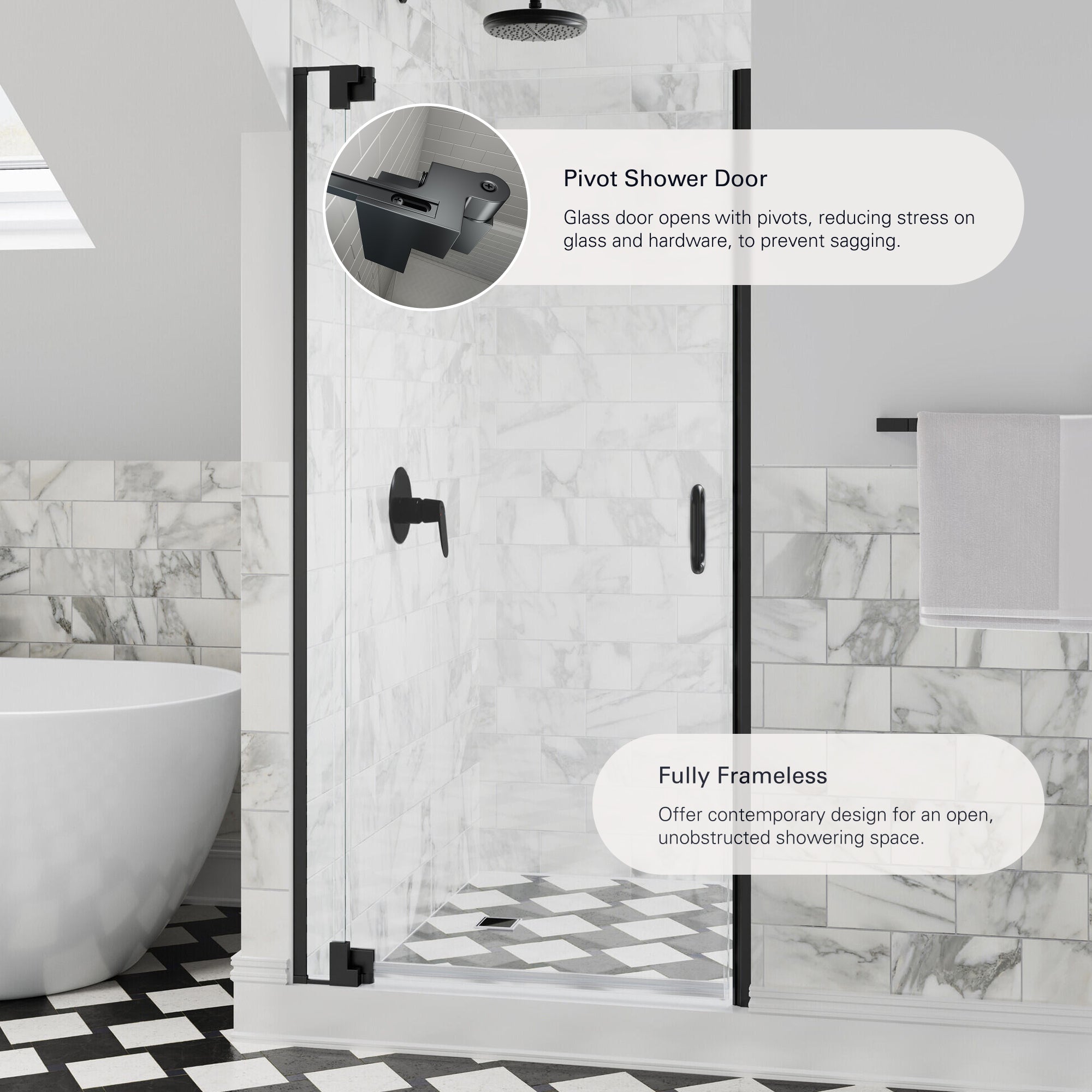 Flex X Frameless Pivot Shower Door