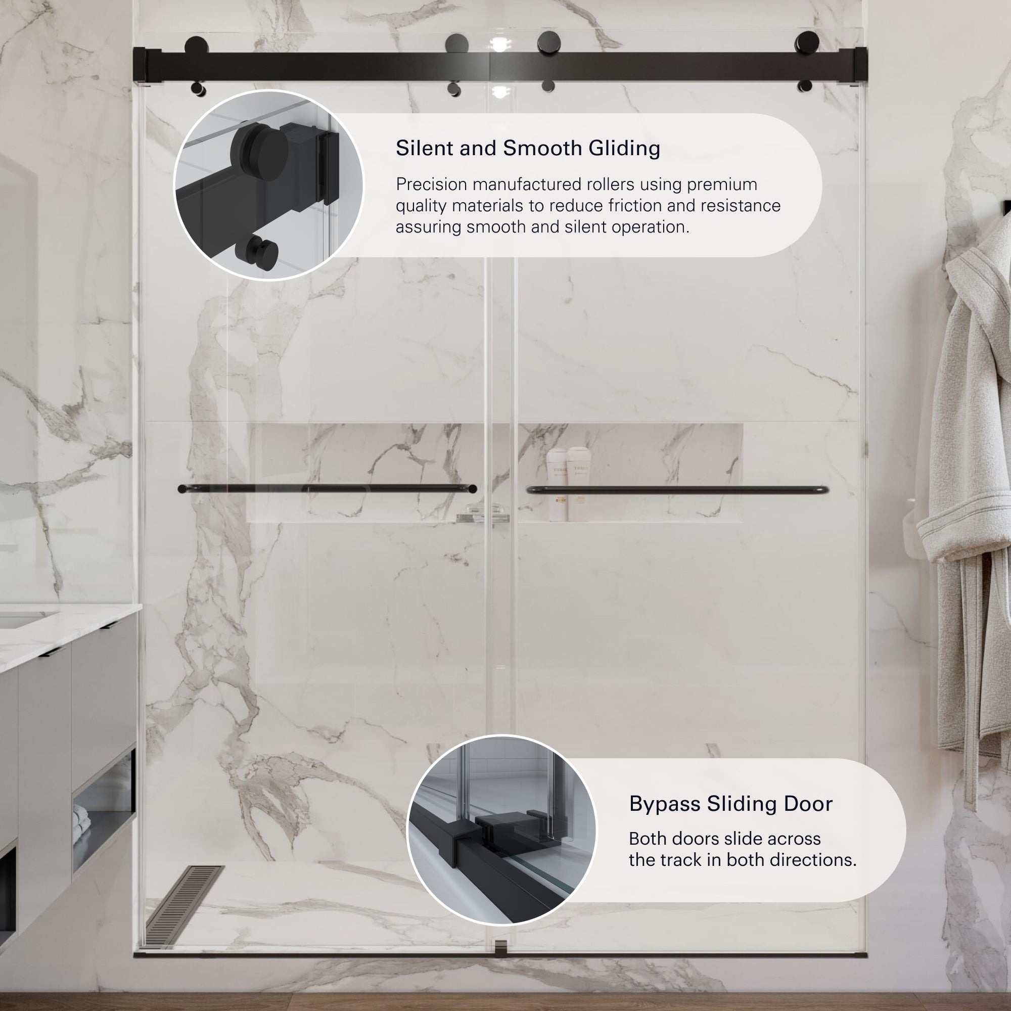 Verona Air Frameless Bypass Sliding Shower Door